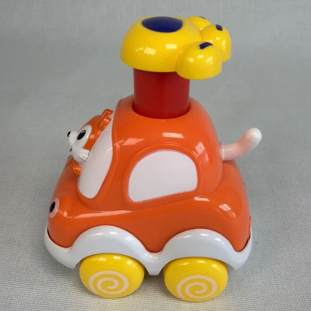 Silly Racers from The Manhattan Toy Company Lot Of 2 Push & Go Cars‎ Red Orange